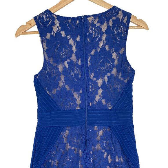Danny Nicole Womens 4 Royal Blue Sheath Dress Lace Fit Flare VNeck Sleeveless - Picture 11 of 16